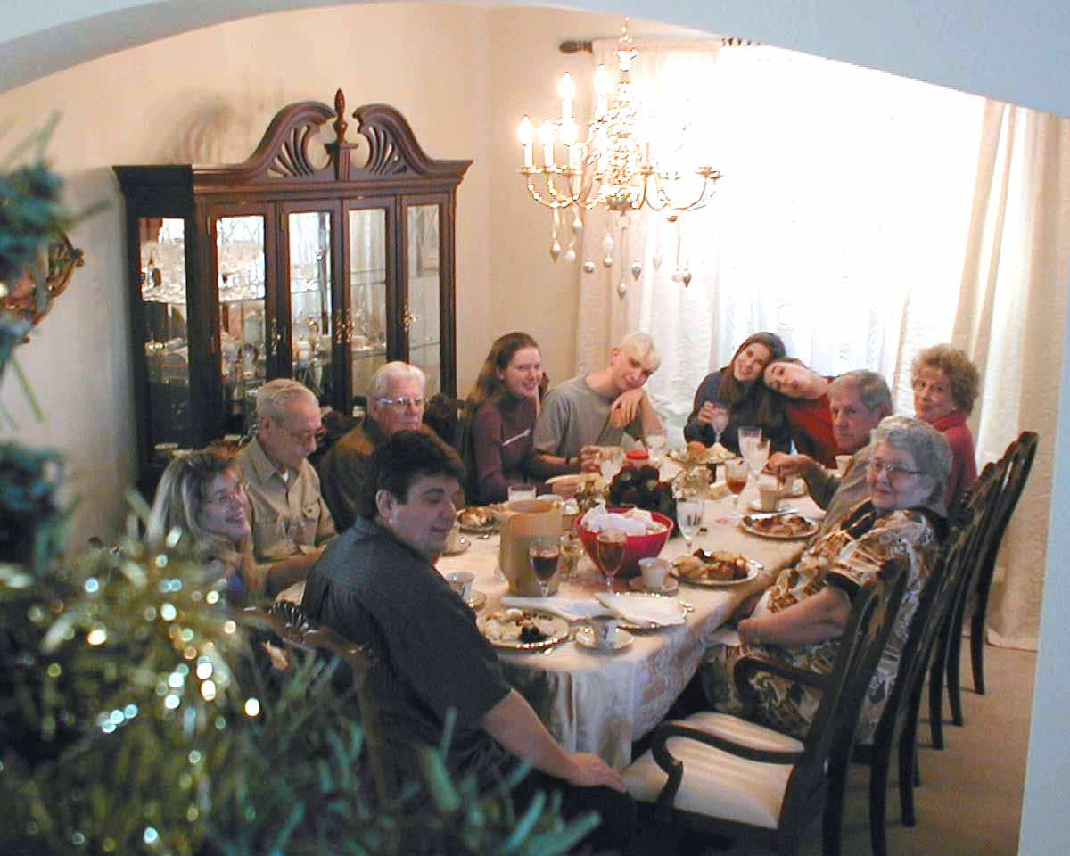 Everyone Eating - except doggie guests who are outside playing